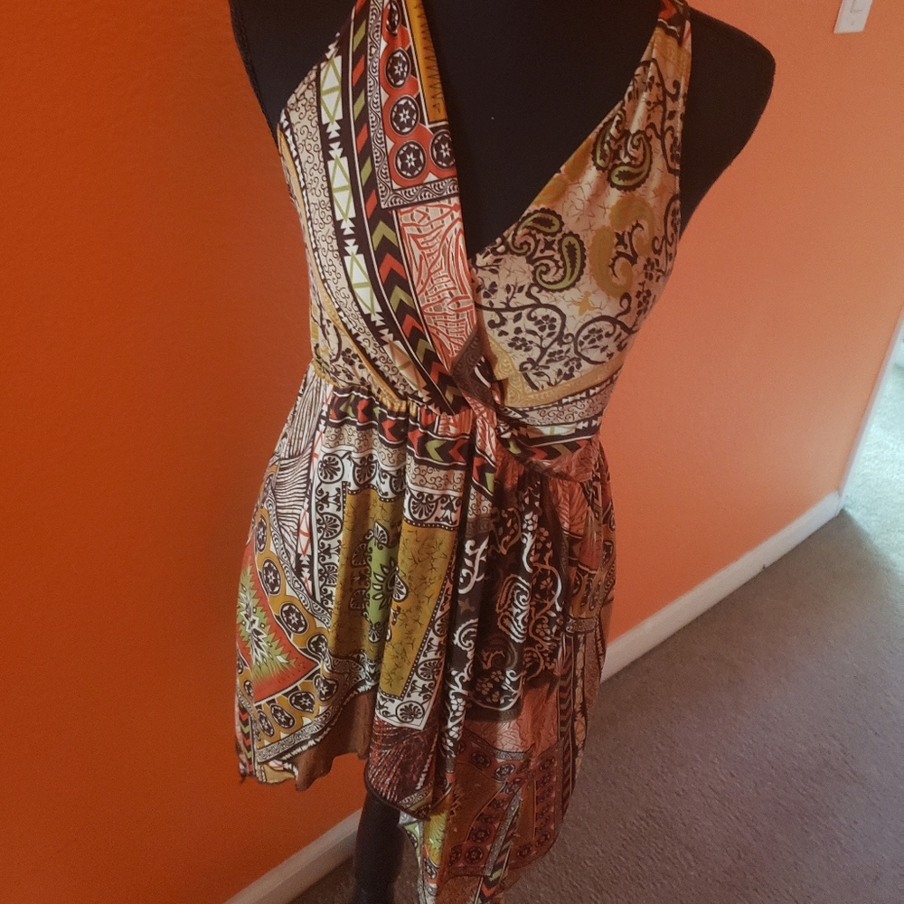 Womens long tank with jeweled back, size M
